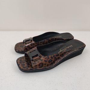 Salvatore Ferragamo Patent Leather Leopard Wedges